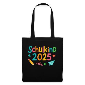 Buntes Schulkind 2025 Design – Süßes Motiv - Stoffbeutel - Schwarz - Vorne