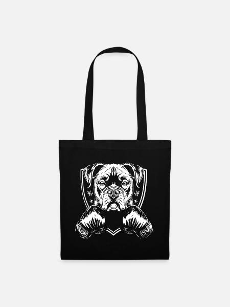 Kampfhund mit Boxhandschuhen Illustration - Stoffbeutel - Schwarz