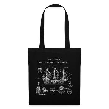 Galleon Blueprint Sail Ship - Tote Bag - black - Front