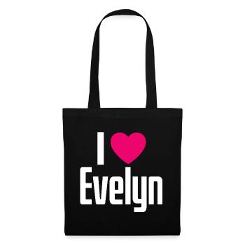 I Love Evelyn Pinkes Herz Ich liebe Evelyn - Stoffbeutel - Schwarz - Vorne