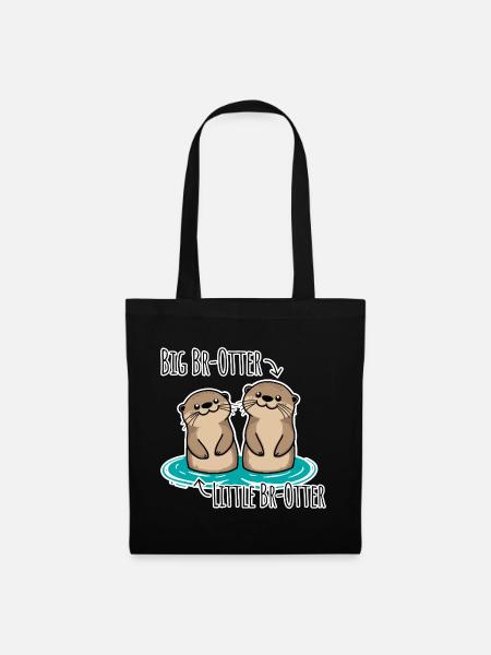 Niedliche Otter Brüder für große und kleine Brüder - Stoffbeutel - Schwarz