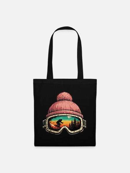 Apres Ski Skifahrer Skibrille Winter Geschenk - Stoffbeutel - Schwarz