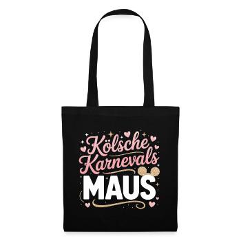 Kölsche Karnevalsmaus Karneval Köln Kölner Maus - Stoffbeutel - Schwarz - Vorne