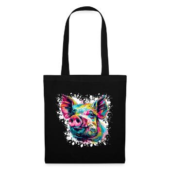 Pop Art Pig Head Color Explosion - Tote Bag - black - Front