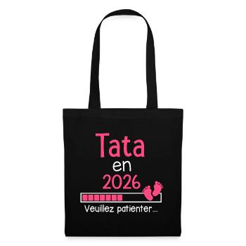 Tata en 2026 cadeau future Tante - Sac en tissu - noir - Devant