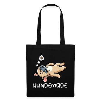 Hundemüde Französische Bulldogge Frenchie Frenchie - Stoffbeutel - Schwarz - Vorne