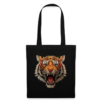Rugissement de Tête de Tigre - Sac en tissu - noir - Devant