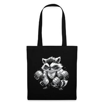 Trash Panda Gains Funny Raccoon Bodybuilder - Tote Bag - black - Front