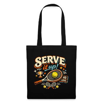 Tennis Serve It Up Retro Motiv - Stoffbeutel - Schwarz - Vorne