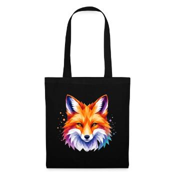 Fuchs Design – Polygon Fox Motiv für Tierliebhaber - Stoffbeutel - Schwarz - Vorne