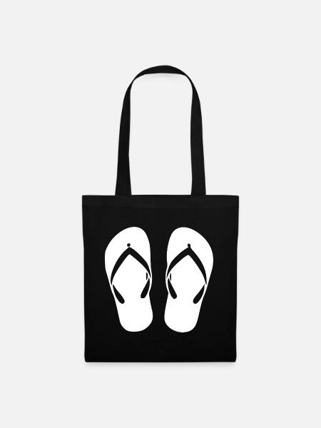 Flipflops_weiss_Sommer_Strand_Urlaub_Geschenk - Stoffbeutel - Schwarz