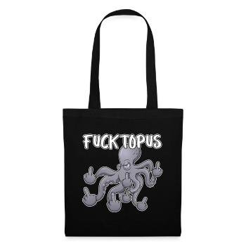 Fucktopuss – Dessin animé de la pieuvre espiègle - Sac en tissu - noir - Devant