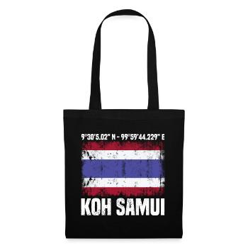 Koh Samui Koordinaten - Stoffbeutel - Schwarz - Vorne