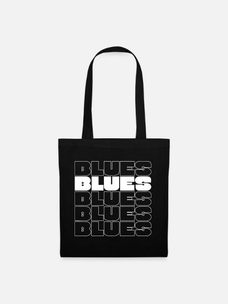 Fette Blues Wiederholungsrastertypografie - Stoffbeutel - Schwarz