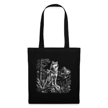 Proud wolf in wild mountain landscape - Tote Bag - black - Front