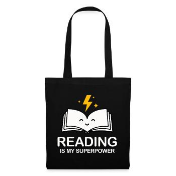 Reading Is My Superpower | Book Lover Shirt - Tote Bag - black - Front