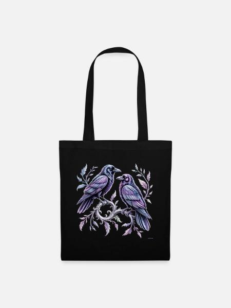 Black Ravens Schmiedeeisenzweig-Design. - Stoffbeutel - Schwarz