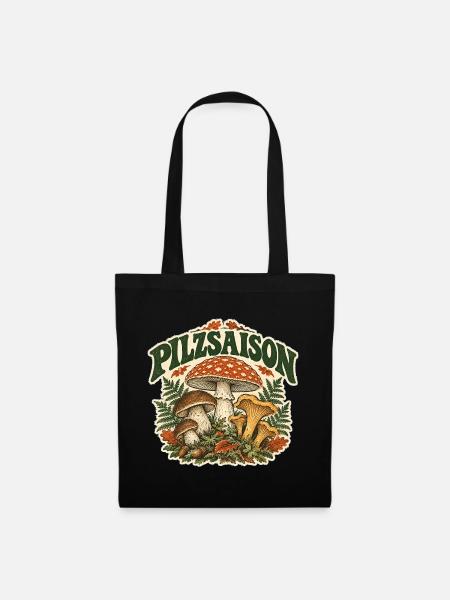 Plz Season – Herbst & Pilze - Stoffbeutel - Schwarz