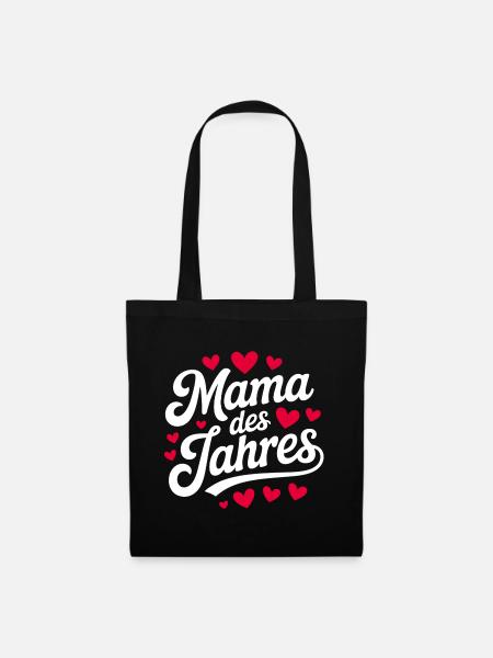 Mama des Jahres Herzdesign - Stoffbeutel - Schwarz