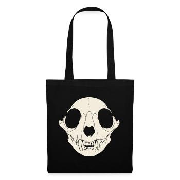 Totenkopf einer Katze - Stoffbeutel - Schwarz - Vorne