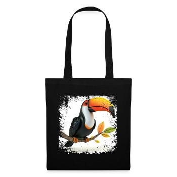 Farbenfroherr Toucan am Ast - Stoffbeutel - Schwarz - Vorne
