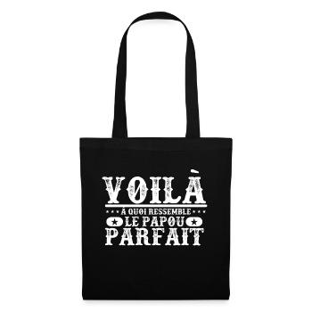 "Papou parfait" t-shirt humour papa père - Sac en tissu - noir - Devant