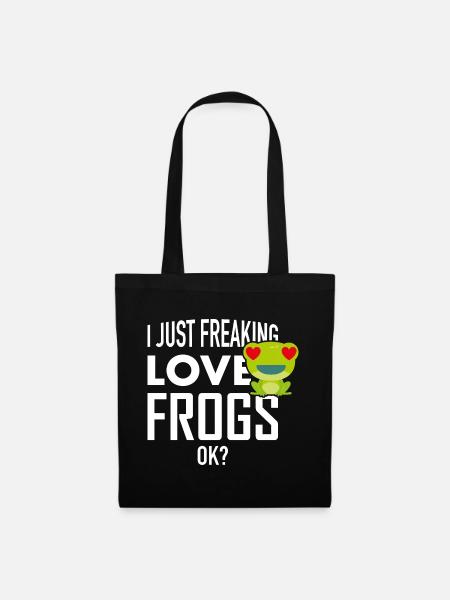 Frosch Ich liebe Frösche - Stoffbeutel - Schwarz