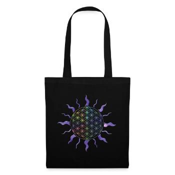 Flower of Life Sun Mandala Rainbow - Tote Bag - black - Front