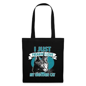 Einhorn Katze Einhörner Unicorn Cat Geschenk - Stoffbeutel - Schwarz - Vorne
