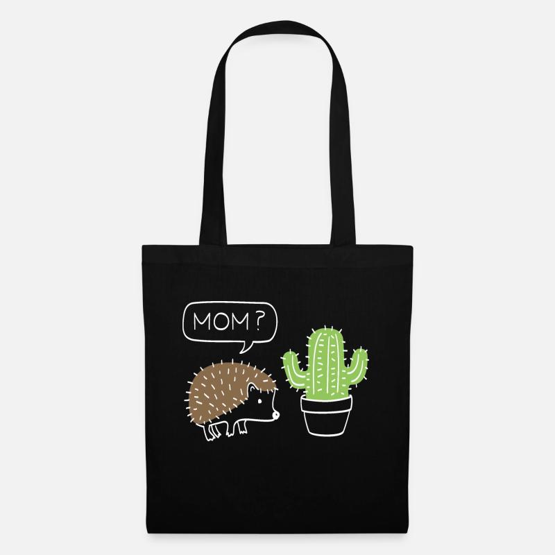 lustiger Kaktus mit Igel Geschenk - Stoffbeutel - Schwarz