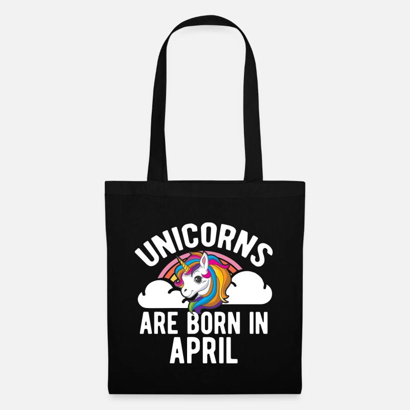 Einhörner werden im April Shirt Geburtstag Monat geboren - Stoffbeutel - Schwarz