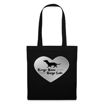 Dackel Hund Design Kurze Beine Riesige Liebe - Stoffbeutel - Schwarz - Vorne