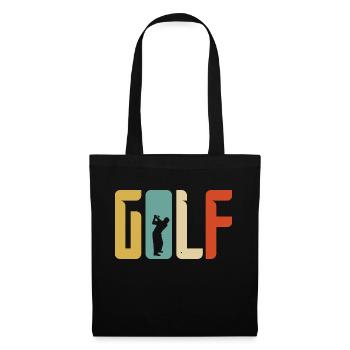 Golf Geschenk Retro Abschlag - Stoffbeutel - Schwarz - Vorne