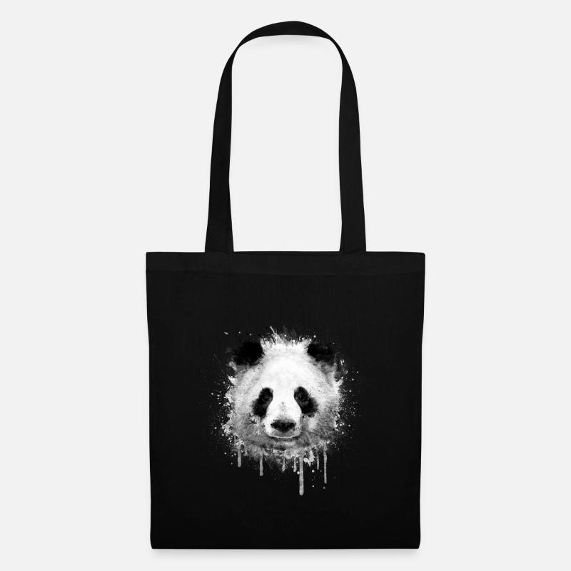 Cool Artistic Panda Portrait conception d'aquarell - Sac en tissu - noir