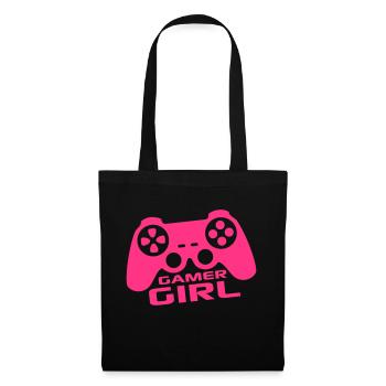 gamer girl mädchen frau weiblich controller - Stoffbeutel - Schwarz - Vorne