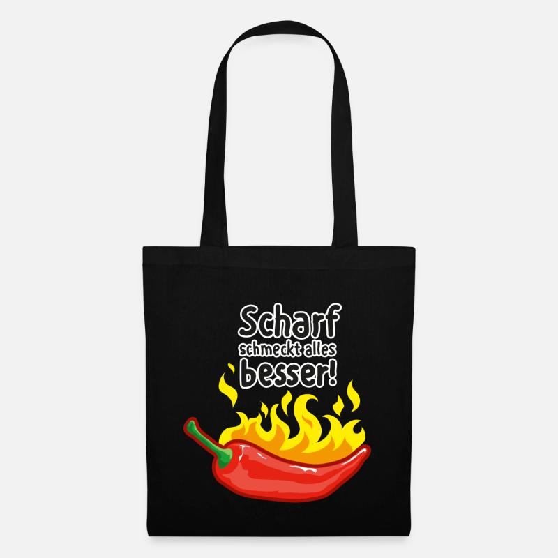 Chili – scharf schmeckt alles besser - Stoffbeutel - Schwarz