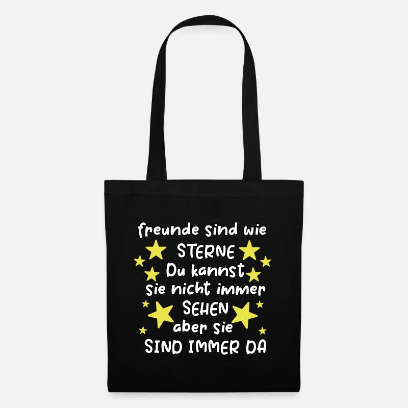 Freunde sind wie Sterne Freundschaft Spruch Freund - Stoffbeutel - Schwarz