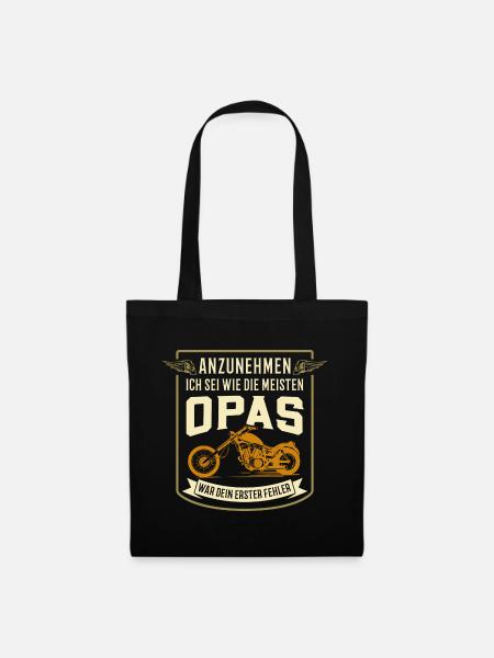 Bester Opa und Biker - Stoffbeutel - Schwarz