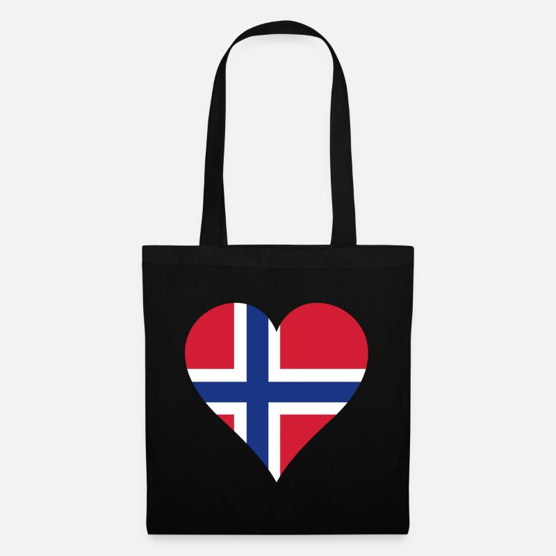 Norwegen als Herz - Stoffbeutel - Schwarz