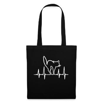Heartbeat cat fright - Tote Bag - black - Front