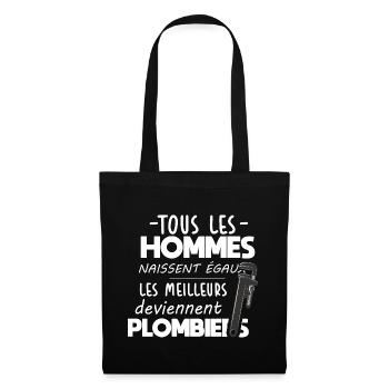 Plombier - Plomberie - Cadeau - Tuyaux - Homme - Sac en tissu - noir - Devant