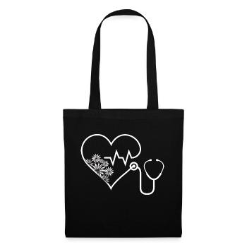 Stethoscope with a heartbeat - Tote Bag - black - Front