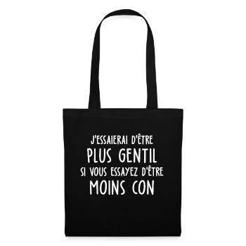 humour - essayez d'être moins con - Sac en tissu - noir - Devant