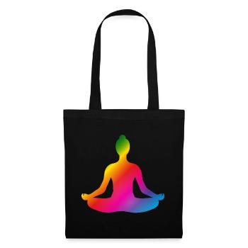 lumineux coloré yoga position silhouette - Sac en tissu - noir - Devant