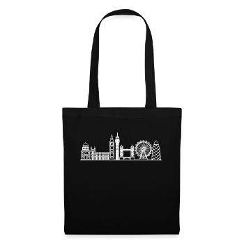 Skyline von London in Weiß mit Details - Stoffbeutel - Schwarz - Vorne
