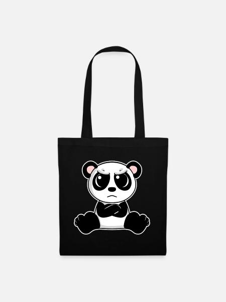 Niedlicher Panda ist genervt - Stoffbeutel - Schwarz