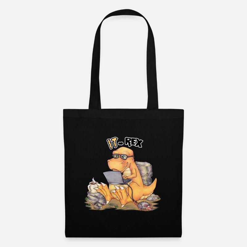 IT Rex- Dinosaure drôle avec ordinateur - Sac en tissu - noir