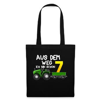 aus dem weg ich bin schon 7 Traktor Jungen 7 Jahre - Stoffbeutel - Schwarz - Vorne