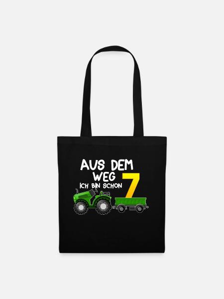 aus dem weg ich bin schon 7 Traktor Jungen 7 Jahre - Stoffbeutel - Schwarz