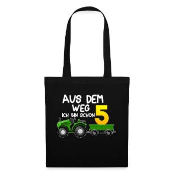 aus dem weg ich bin schon 5 Traktor Jungen 5 Jahre - Stoffbeutel - Schwarz - Vorne